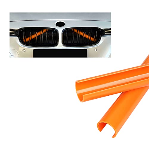 HIBEYO Tiras de inserción de rejilla de repuesto para BMW G20 G28 G21, accesorios de rejilla en V, material de PVC para decoración de moda de coche BMW, 2 unidades, color naranja
