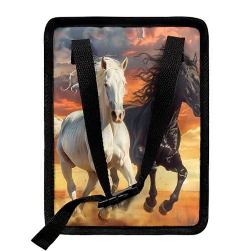 Image of Talayituse Horse Sunset Print Car Trash Can with Adjustable Straps, Foldable Car Trash Bag Bin Car Garbage Bag Multipurpose Storage Box for Vehicle Travel Camping Picnicing