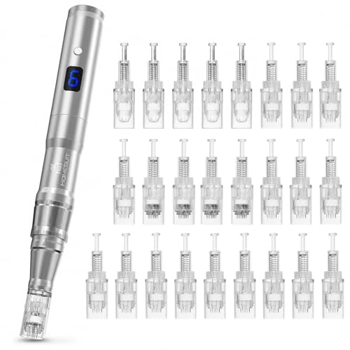 Microneedling Pen - Automatic Micro-Needle System for Skin Care | Adjustable Speed & Depth | USB Rechargeable | 25 Replaceable Cartridges | For At-Home Use