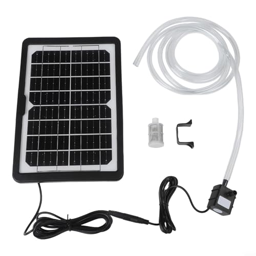 Oniissy Solarbetriebenes Wasserpumpen-Set, mit 6 W, 9 V Panel, 12 V Gleichstrom, Tauchpumpe, 240 l/h Durchflussmenge, 300 cm Rohr für Teich, Springbrunnen, Aquarium, Garten, Aquarium