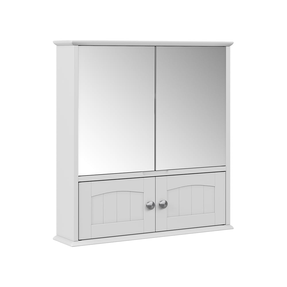 Vicco Szafka z lustrem w łazience "Bianco", Biały, 56 x 58 cm | pour montage mural avec étagère intérieure réglable en hauteur