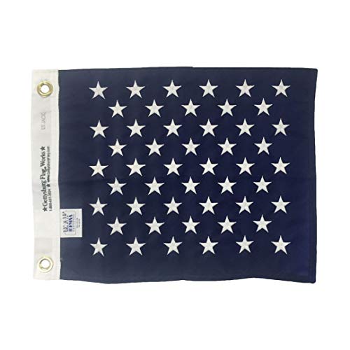 13x15" US Navy Jack Boat Flag, Nautical Marine Grade Fully Stitched Embroidered Stars, Durable All-Weather Nylon with grommets for Outdoors, Made in USA