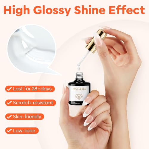 Image of modelones Gel Base Top Coat Set with 3-in-One Nail Dehydrator & Primer | Nourishing Acid Free Dehydrator Nail Prep Kit for Gel Nail Polish Acrylic Nails 3 Pcs