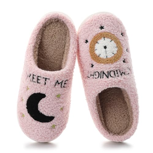 Image of Menore Meet Me At Midnight Slippers for Womens Mens Soft Warm Fuzzy House Slides Memory Foam Lightweight Slip-on Slippers Indoor Outdoor