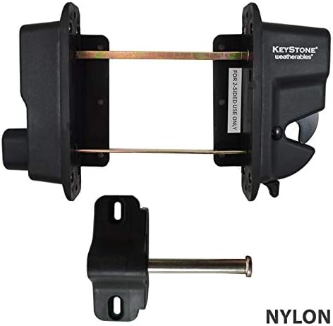 Weatherables Keystone 2-Sided Key-Lockable Gate Latch – Nylon Polymer Heavy Duty Gate Latch with Self-Latching Gate Lock – Made for Easy Installation on Metal, Wood & Vinyl Fences, Keyed Alike