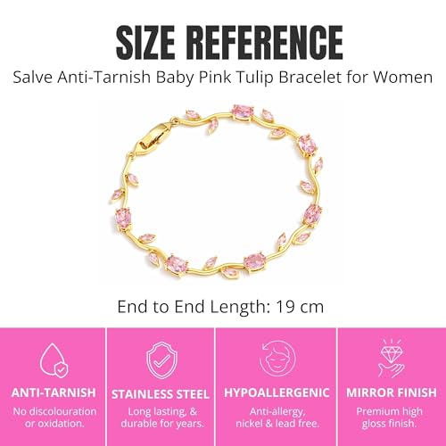 Image of SALVE Coquette Golden Tulip Bracelet for Women Stylish | Anti Tarnish Jewellery for Women, Hand Wristlet for Girls | Aesthetic Accessories for Girls, Valentine's Gift for Girlfriend