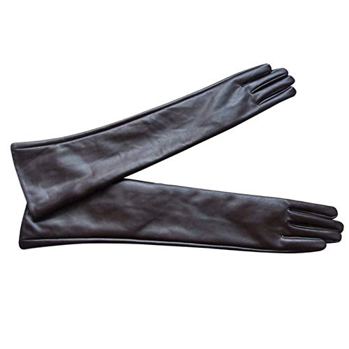 XYBB Femmes Couleurs Unies Opéra Soirée Gants en Cuir PU Faux Plus de coude Gants Longs (Color : Black, Gloves Size : L)
