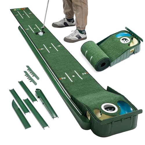 Uniclife Putting Green Indoor Golf Putting Mat with Auto Ball Return Indoor/Outdoor Golf Mat Golf Practice Mat Training Aid for Home Office Backyard