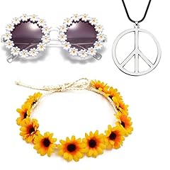 Daisy Sunglasses and Peace Necklace and Daisies