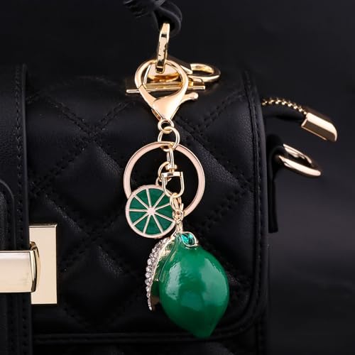Image of Fruit Bag Charm Keychain - Gold Key Chain, Cute Purse Handbags Accessories - Beautiful Gift for Women