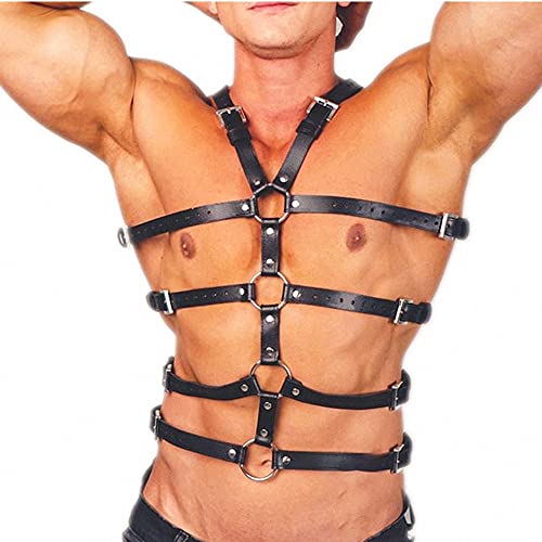 Goobester Men's Harness Body Bondage Sword Belt Chest Leather Clothing Tanks Tops2