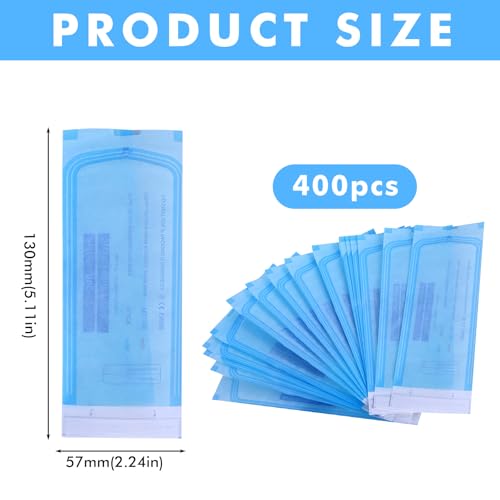 GOEDCH 400 Stück Selbstsiegelnder Sterilisationsbeutel: 57mm*130mm Einweg Sterilisationsbeutel, Zahnarzt Sterilisationsbeutel, Sterilisationsbeutel Tüten, Selbstdichtende Sterilisationsbeutel