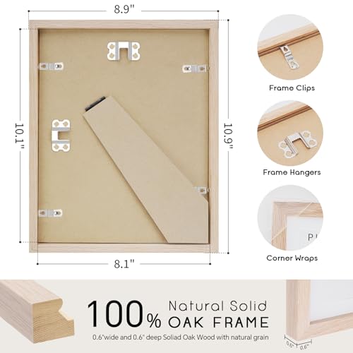 8"x10" Oak Wood Picture Frame - 8x10 Photo Frame, 8x10 Picture Frame Wood, Natural Solid Wooden Picture Frames for Wall Art Photo and Prints(1 Pack, Beige)