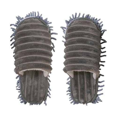 PACKOVE Pantuflas de Limpieza para Suelos Suela Desmontable de Chenilla, Talla L 42-44, Fáciles de Limpiar y Eliminan Polvo, Suciedad y Cabello