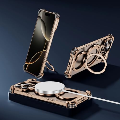 Coque iPhone 16 Pro Max sans cadre noire avec support rotatif 360 - 2