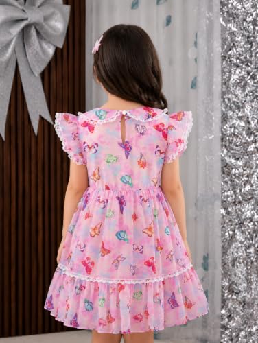 Image of TAGAS Girls Floral Dress | Lavender Flower Print Dressess for Kids | Soft Summer Frock| Casual Birthday & Occasion Wear|