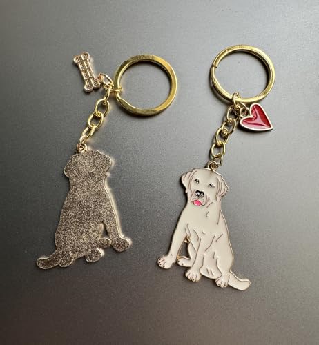 BT Bear Hunde-Schlüsselanhänger, niedlicher Metall-Schlüsselanhänger, Taschenanhänger, Gelber Labrador