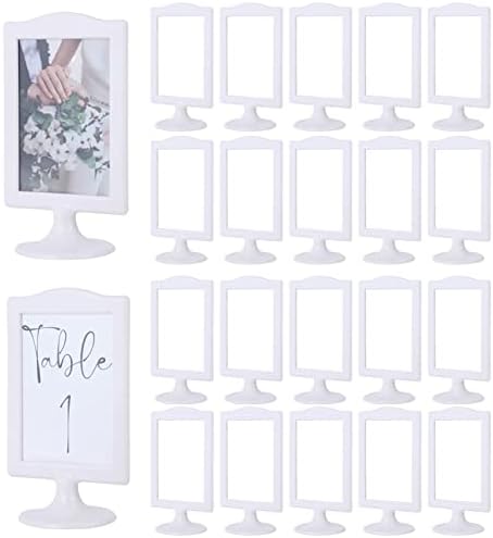 Litpoetic Double Sided Standing Picture Frames, 4x6 Picture Frame Bulk, Two Sided Plastic White Picture Holder Stand for Table Numbers, Wedding,Display (White, 20 Pack)