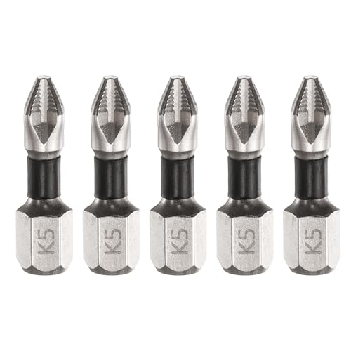 Image of sourcing map 5pcs Impact Phillips Screwdriver Bit PH2 (#2) Anti Slip Tip 1/4" Hex Shank 1" (25mm) Long Magnetic Cross Screw Driver Industrial Power Drill Bits for Remove Fastening Screws