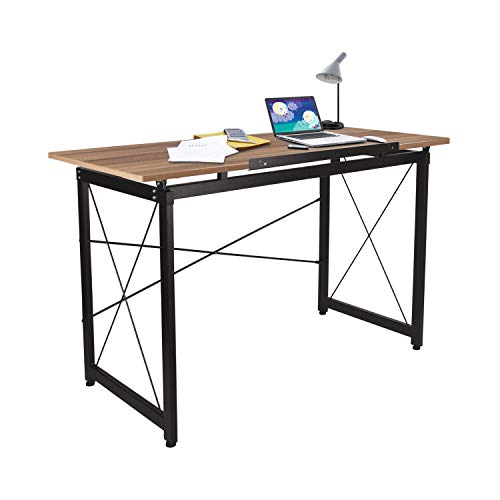 H&A 47"x 24" Tiltable Drawing Desk Drafting Table Wood Surface Craft Station Versatile for Painting Writing Studying and Reading (Maple)