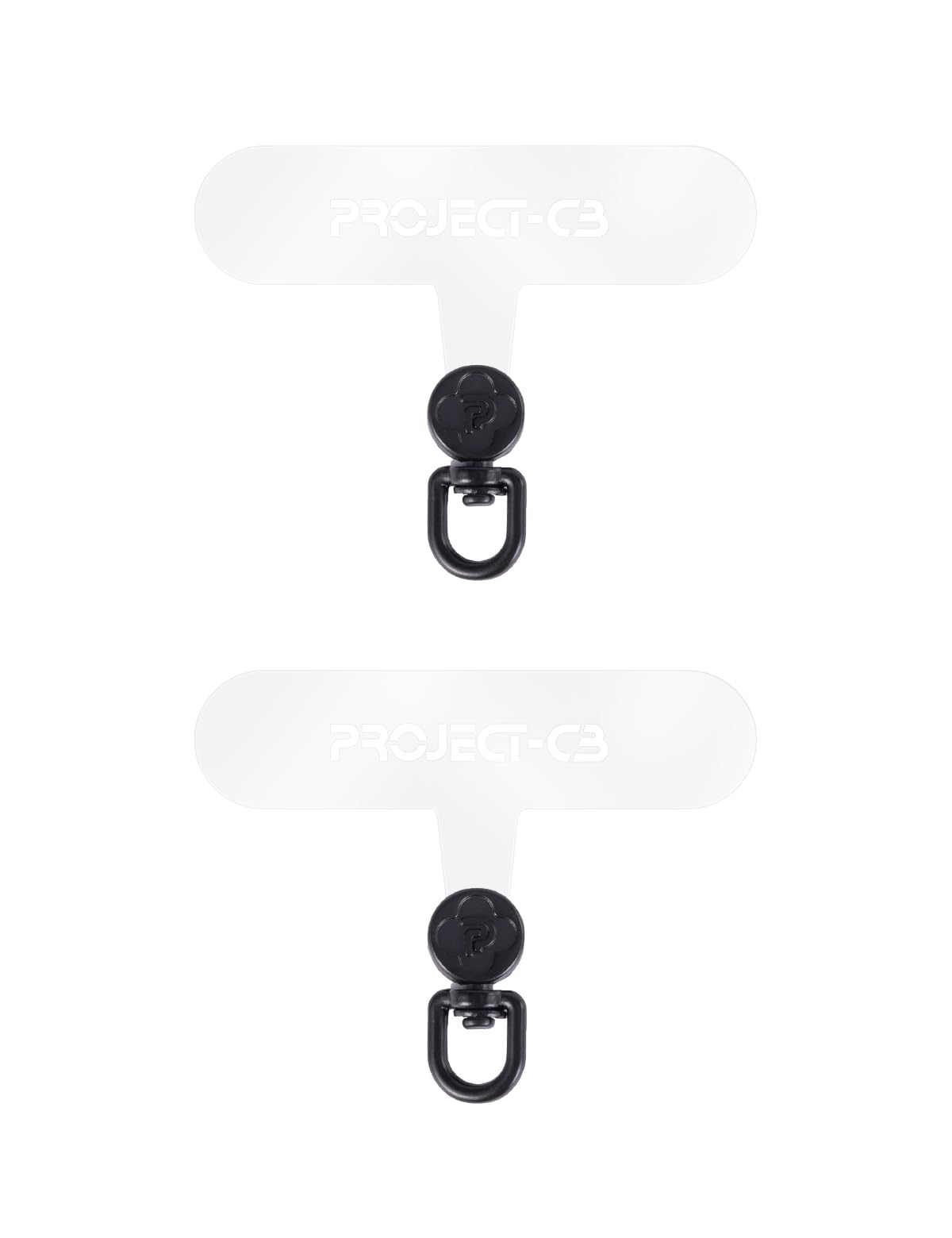 project-cb Phone Tether Tab 2 Pack,Universal Phone Lanyard Patch without Adhesive,Phone Strap Replacement Part for Cell Phone (Clear-Black)