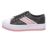 Authorised Stockist GUESS Barona Zapatillas Negras/Blancas/Roso para Mujer-UK 7 / EU 40