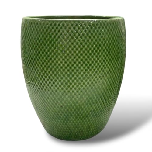 Provencelia SIGNAC Mediterraner Topf Apfelgrün, Größe: XL - Durchmesser: 48 cm x Höhe: 52 cm, Winterfest, handgemacht, Keramik Pflanzgefäß für Garten Terrasse Balkon