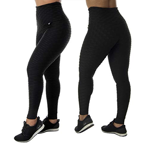 Kit 2 Calças Legging Preta Feminina Bubble