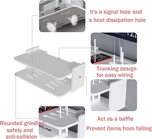Bturyt Router Storage Box, Floating Shelf For Set-Top Box, Wall Mounted Media Console, Wifi Router Rack, Dvd Wall Shelf, Wall Bracket For Home And Office #TOP2