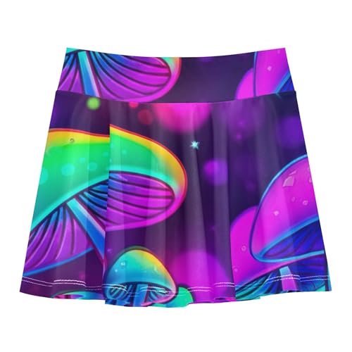 Joisal Girls Skorts Athletic Shorts Tennis Skirts for Kids Breathable School Skirt Mushrooms Neon Colors 3t