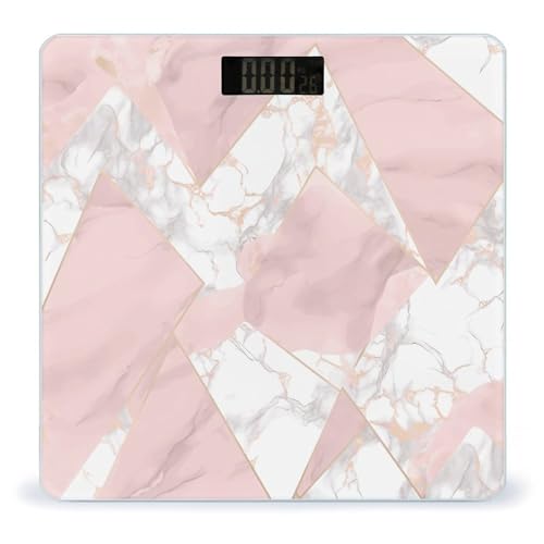 Báscula Digital Rosa y Dorado Mármol para Baño miniatura 1
