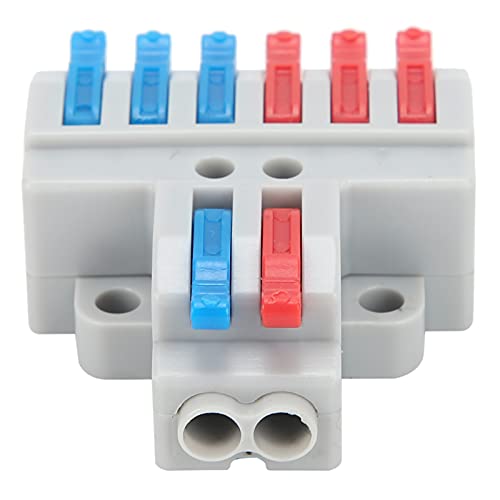 10Pcs 600V Wire Conductor Connector 2 in 6 out with Fixed Hole Mini Fast Wire Connector Push in Conductor Terminal Block