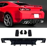 JENEROUMAN for Chevy Camaro Rear Diffuser Compatible with 2016-2024 Chevrolet Camaro Rear Bumper Diffuser Lip Spoiler Glossy Black W/Exhaust Covers Fit Dual or Quad Exhaust
