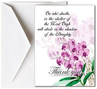 Funeral Memorial Service Thank You Cards with Envelopes (25 Count) FTKC1074 Purple Orchid (Blank - You print your own verse)