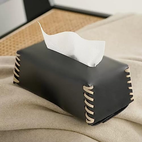 Copertura per scatola di fazzoletti, dispenser di tovaglioli in pelle PU intrecciata per casa e ufficio, grande apertura ad arco per una facile estrazione, accessorio decorativo da scrivania, 24 x 13