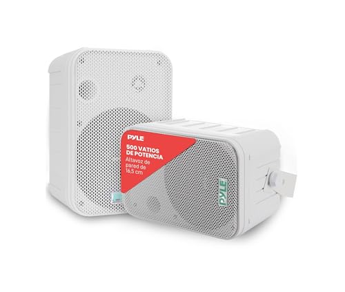 Pyle par de Altavoces de Pared, Techo, Inalambrico, Impermeable, Waterproof, Exteriores, Interiores, Par de 3.5” de 3 vias, Activo, Pasivo. Color Blanco