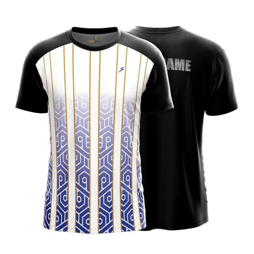 Image of YOURJERSEY Custom Sports Jersey for Men Personalised Cricket /Football /Badminton T-Shirt Customise Name, Dry-Fit Fabric Sizes 2Y-4XL Custom T-Shirt