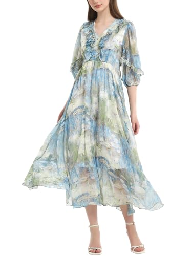 Tulle Flowy Dresses for Women V-Neck Short Sleeves Corset Long Dress Women’s Casual Summer Midi Dresses 2025 Vacation Outfit