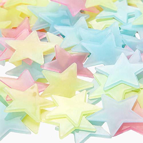 Pegatinas Estrellas Fluorescentes, ZoneYan Luminoso Pegatinas de Pared Estrellas, Adhesivos Estrellas Fluorescentes, Estrellas Fluorescentes Niños, para Niños Cama Habitacióno(1000 Pcs)