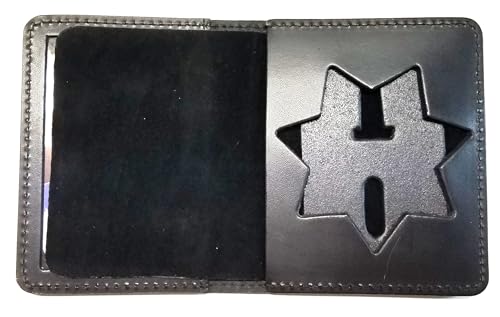 630130581287 recessed 7-Point 3-Inch Star Badge - Black Bi-Fold Wallet (for CHP. CSP. SFPD Officer to Sergeant, Las Vegas and all 7-point 3-inch star badges)
