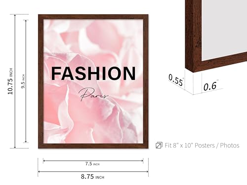 Image of Poster Master Fashion Poster - Paris Print - Pink Art - Trendy Art - Modern Art - Gift for Women & Fashionista - Luxury Haute Couture Decor for Living Room or Girl's Room, 8x10 Brown Framed