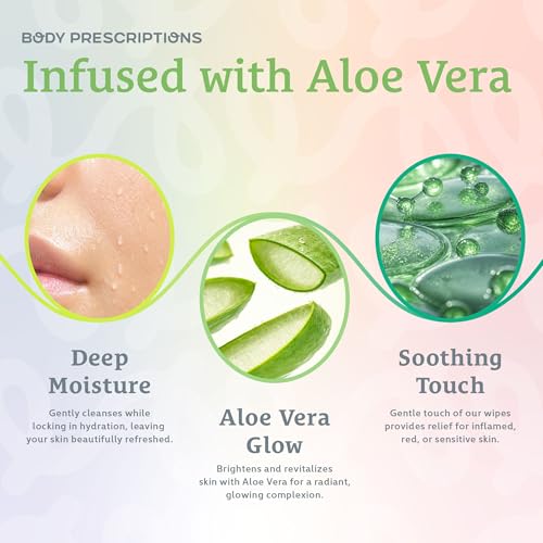 Image of Body Prescription Makeup Cleansing Wipes - Gentle and Effective Face Wipes, 50 Count (Pack of 2), Aloe Vera