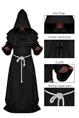 Medieval Monk Robe Priest Robe Halloween Cosplay Costume Cloak #TOP2