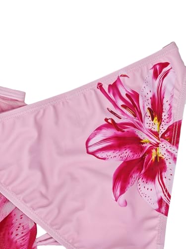 Image of Girl's 3 Piece Sets Floral Print Bikini Swimsuit High Waisted Bathing Suits with Beach Skirt Coverups