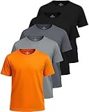 Real Essentials 5 Pack: Boys' Mesh Short Sleeve Athletic T-Shirt - Youth Kids Teens Active Basketball Tops -Set 7,Medium 8-10