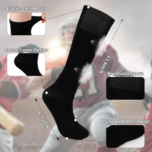 3 Pairs Soccer Baseball Softball Socks for Youth, Knee High Baseball Socks for Boys Girls Youth Men & Women2