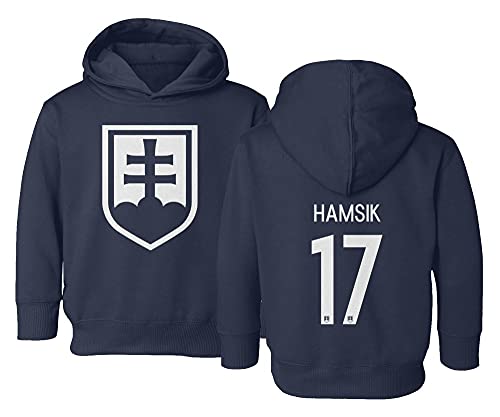 Flaura European Soccer 2020 Slovakia #17 Marek HAMSIK Jersey Style Little Kids Girls Boys Toddler Hooded Sweatshirt (Navy, 2T)
