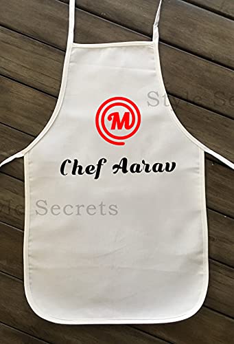 Image of Baby's Polycotton Customizable Name for Photo Shoots, Fun, Activity Etc. Chef Apron and Chef Cap Set (White, 3-24 Months)