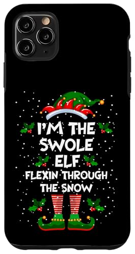 Swole Elf, Flexin' Through the Snow クリスマス フィットネス ホリダ スマホケース iPhone 11 Pro Max 用