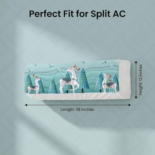 Image of Split AC Cover 1 ton, 1.5 ton to 2 Ton |Designer Digital Print Indoor AC Dust Cover | Stretchable Lycra Fabric | 38x12x9 Inch | Washable Polyester AC Indoor Unit Cover | Dust Dirt Resistant
